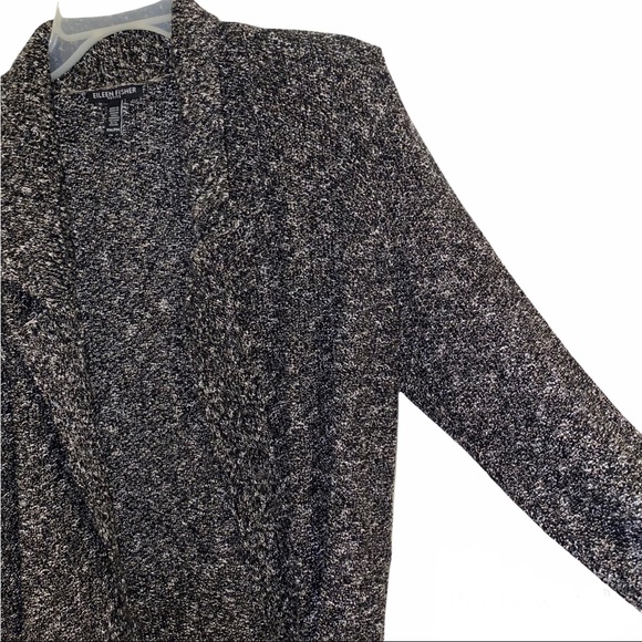 Eileen Fisher Open Front Cardigan Size PETITE Medium in Blackish Gray, White - Picture 4 of 9